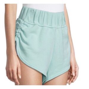 Free People Movement Women's Ruched Cinched Off Side Active Shorts Blue XS NWT